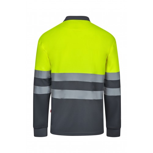 305507.POLO BICOLOR ML AV GRIS/AMARILLO FLÚOR S