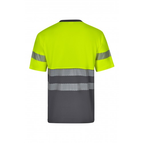 305509.CAMISETA ALGODÓN BICOLOR MC RS GRIS/AMARILLO FLÚOR S