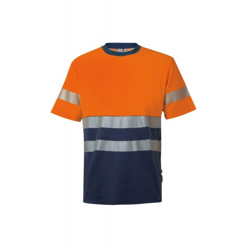 305509.CAMISETA ALGODÓN BICOLOR MC RS AZUL NAVY/NARANJA FLÚOR S