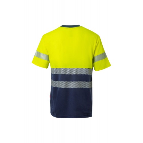 305509.CAMISETA ALGODÓN BICOLOR MC RS AZUL NAVY/AMARILLO FLÚOR 2XL