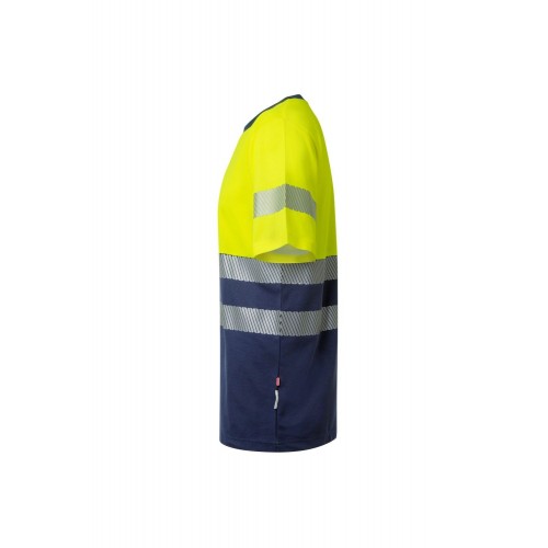 305509.CAMISETA ALGODÓN BICOLOR MC RS AZUL NAVY/AMARILLO FLÚOR 2XL