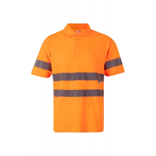 305512.POLO ALGODON MC AV NARANJA FLÚOR 5XL