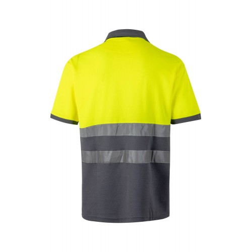 305513.POLO ALGODÓN BICOLOR MC AV GRIS/AMARILLO FLÚOR 2XL