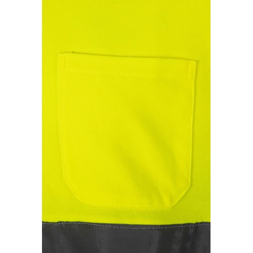 305513.POLO ALGODÓN BICOLOR MC AV GRIS/AMARILLO FLÚOR 2XL