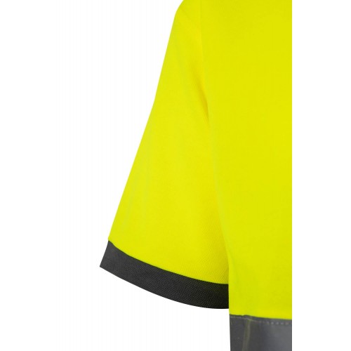 305513.POLO ALGODÓN BICOLOR MC AV GRIS/AMARILLO FLÚOR 2XL