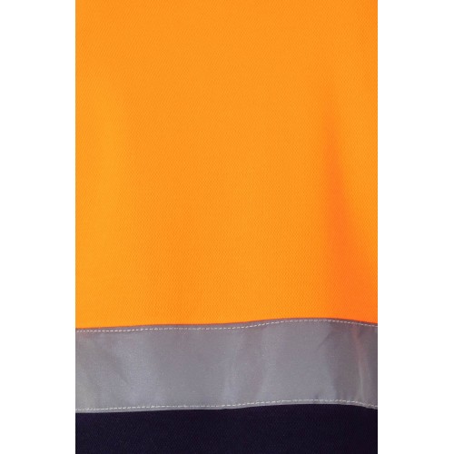 305513.POLO ALGODÓN BICOLOR MC AV AZUL NAVY/NARANJA FLÚOR 2XL