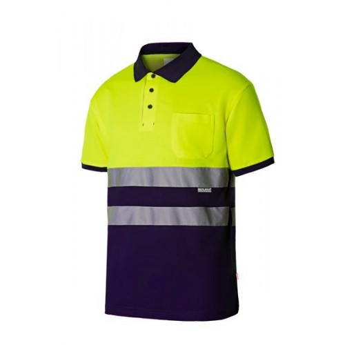 305513.POLO ALGODÓN BICOLOR MC AV AZUL NAVY/AMARILLO FLÚOR M