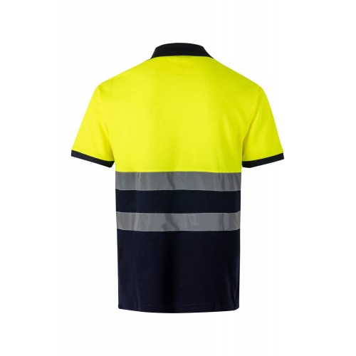 305513.POLO ALGODÓN BICOLOR MC AV AZUL NAVY/AMARILLO FLÚOR 2XL