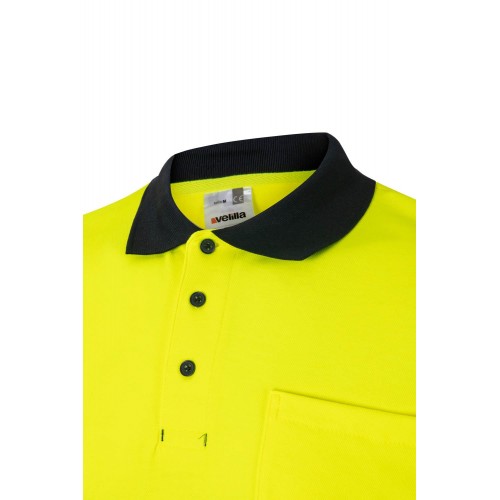 305513.POLO ALGODÓN BICOLOR MC AV AZUL NAVY/AMARILLO FLÚOR 2XL