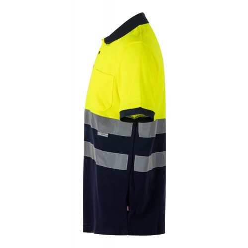 305513.POLO ALGODÓN BICOLOR MC AV AZUL NAVY/AMARILLO FLÚOR 2XL