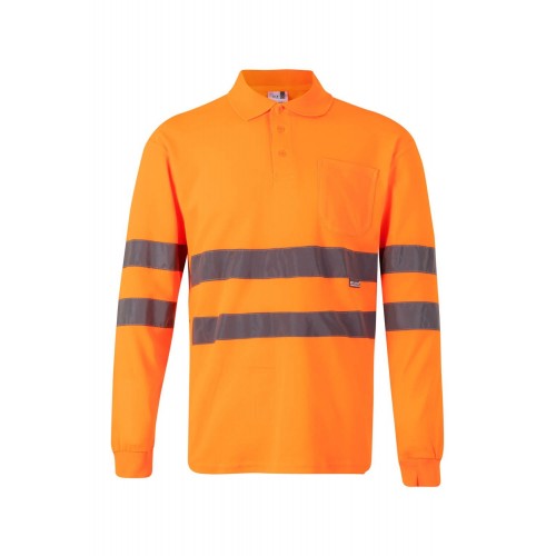 305514.POLO ALGODON ML AV NARANJA FLÚOR 4XL