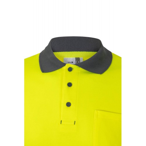 305515.POLO ALGODÓN BICOLOR ML AV GRIS/AMARILLO FLÚOR 2XL