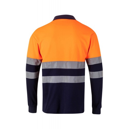305515.POLO ALGODÓN BICOLOR ML AV AZUL NAVY/NARANJA FLÚOR 2XL