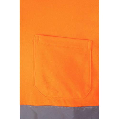 305515.POLO ALGODÓN BICOLOR ML AV AZUL NAVY/NARANJA FLÚOR 2XL