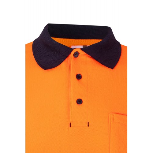305515.POLO ALGODÓN BICOLOR ML AV AZUL NAVY/NARANJA FLÚOR 2XL