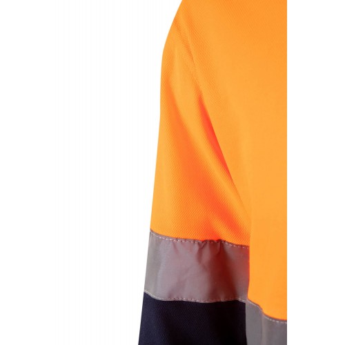 305515.POLO ALGODÓN BICOLOR ML AV AZUL NAVY/NARANJA FLÚOR 2XL