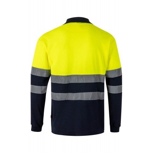 305515.POLO ALGODÓN BICOLOR ML AV AZUL NAVY/AMARILLO FLÚOR 2XL