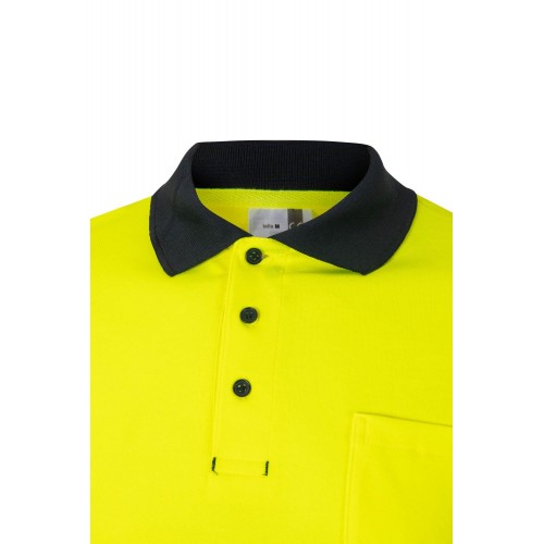 305515.POLO ALGODÓN BICOLOR ML AV AZUL NAVY/AMARILLO FLÚOR 2XL