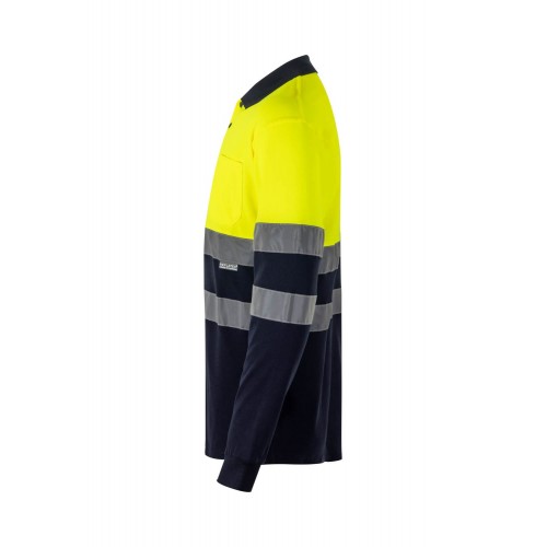 305515.POLO ALGODÓN BICOLOR ML AV AZUL NAVY/AMARILLO FLÚOR 2XL