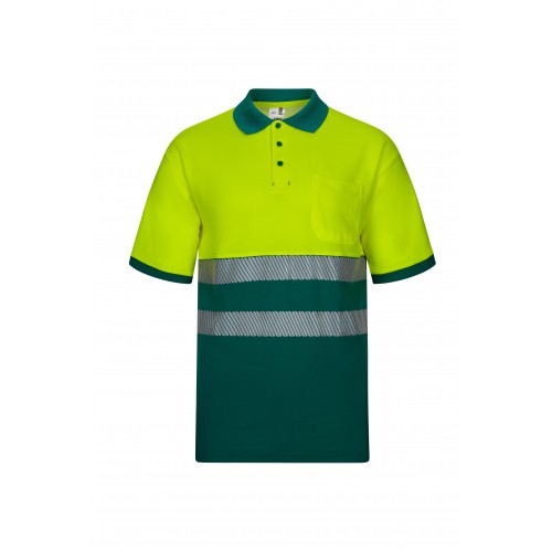 305523.POLO ALGODÓN BICOLOR MC RS VERDE/AMARILLO FLÚOR 2XL