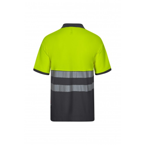 305523.POLO ALGODÓN BICOLOR MC RS GRIS/AMARILLO FLÚOR S