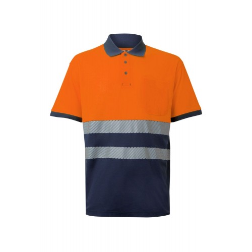 305523.POLO ALGODÓN BICOLOR MC RS AZUL NAVY/NARANJA FLÚOR S