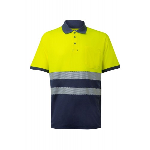 305523.POLO ALGODÓN BICOLOR MC RS AZUL NAVY/AMARILLO FLÚOR XL