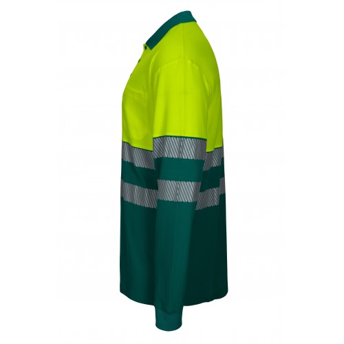 305525.POLO ALGODÓN BICOLOR ML RS VERDE/AMARILLO FLÚOR S