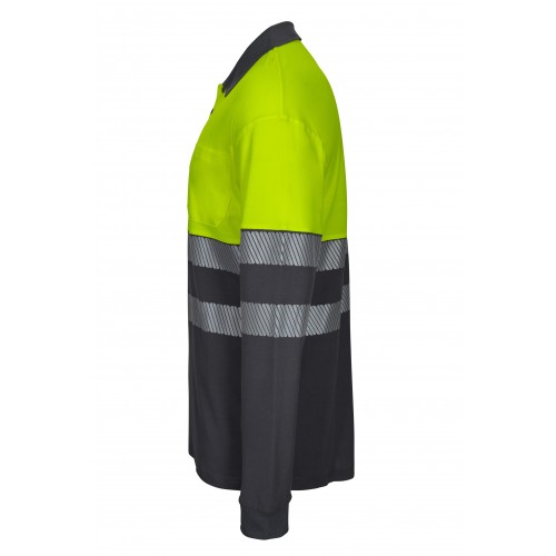 305525.POLO ALGODÓN BICOLOR ML RS GRIS/AMARILLO FLÚOR S