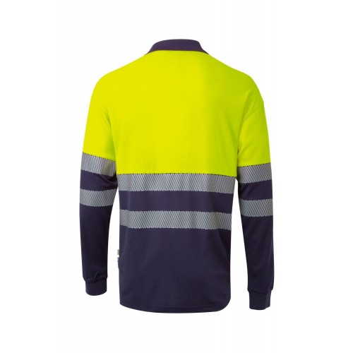 305525.POLO ALGODÓN BICOLOR ML RS AZUL NAVY/AMARILLO FLÚOR 2XL