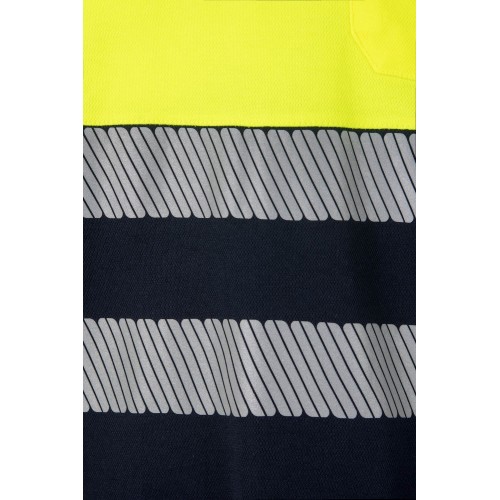 305525.POLO ALGODÓN BICOLOR ML RS AZUL NAVY/AMARILLO FLÚOR 2XL