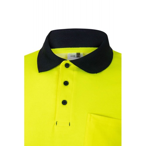 305525.POLO ALGODÓN BICOLOR ML RS AZUL NAVY/AMARILLO FLÚOR 2XL