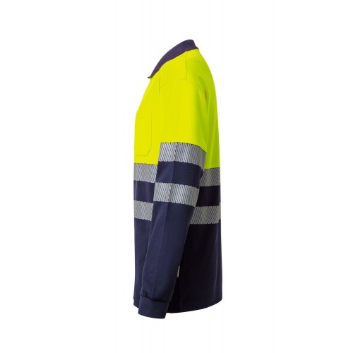 305525.POLO ALGODÓN BICOLOR ML RS AZUL NAVY/AMARILLO FLÚOR 2XL
