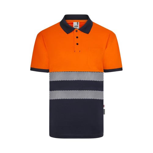 305533.POLO GRS BICOLOR MC RS AZUL NAVY/NARANJA FLÚOR S