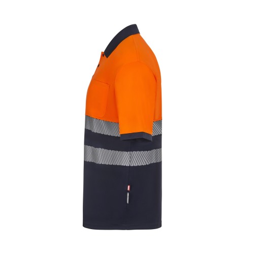 305533.POLO GRS BICOLOR MC RS AZUL NAVY/NARANJA FLÚOR S