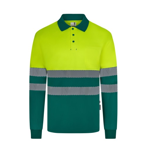 305535.POLO GRS BICOLOR ML RS VERDE/AMARILLO FLÚOR S
