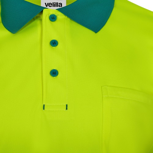 305535.POLO GRS BICOLOR ML RS VERDE/AMARILLO FLÚOR S