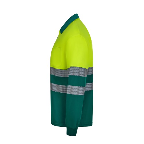 305535.POLO GRS BICOLOR ML RS VERDE/AMARILLO FLÚOR S