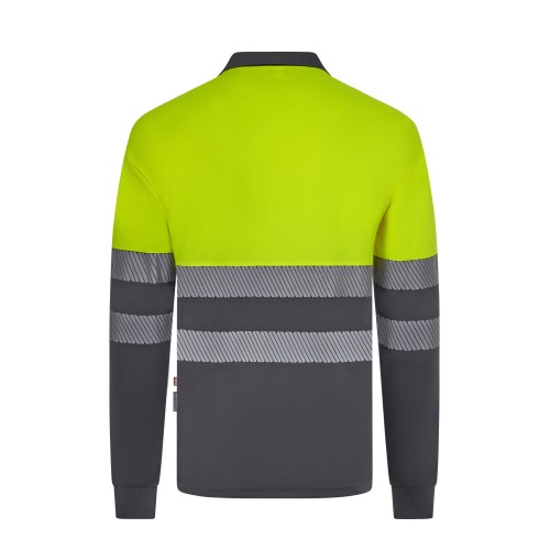 305535.POLO GRS BICOLOR ML RS GRIS/AMARILLO FLÚOR S