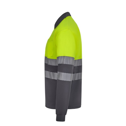 305535.POLO GRS BICOLOR ML RS GRIS/AMARILLO FLÚOR S