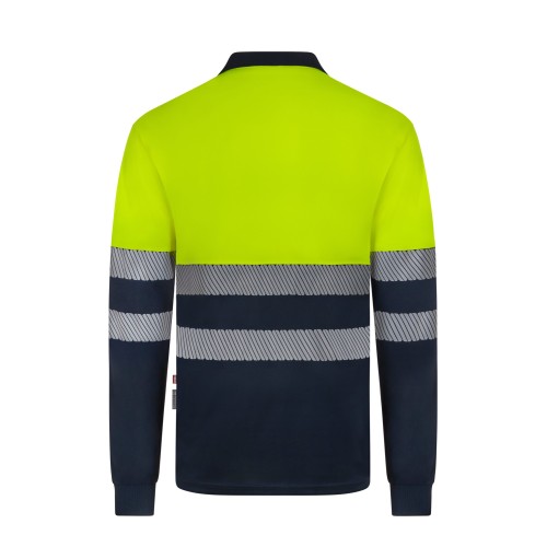 305535.POLO GRS BICOLOR ML RS AZUL NAVY/AMARILLO FLÚOR S