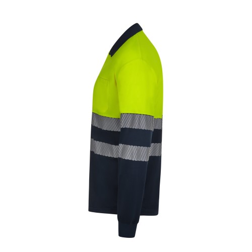 305535.POLO GRS BICOLOR ML RS AZUL NAVY/AMARILLO FLÚOR S