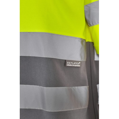 305613.CAMISETA ALGODÓN BICOLOR MC AV GRIS/AMARILLO FLÚOR S