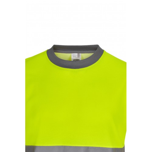 305613.CAMISETA ALGODÓN BICOLOR MC AV GRIS/AMARILLO FLÚOR S