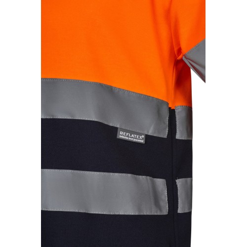 305613.CAMISETA ALGODÓN BICOLOR MC AV AZUL NAVY/NARANJA FLÚOR S