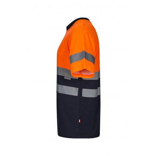 305613.CAMISETA ALGODÓN BICOLOR MC AV AZUL NAVY/NARANJA FLÚOR S