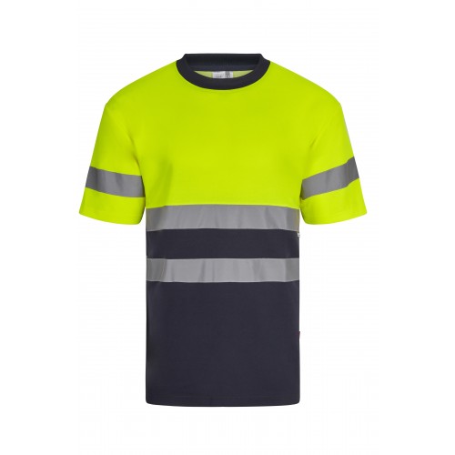 305613.CAMISETA ALGODÓN BICOLOR MC AV AZUL NAVY/AMARILLO FLÚOR XL