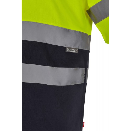 305613.CAMISETA ALGODÓN BICOLOR MC AV AZUL NAVY/AMARILLO FLÚOR S