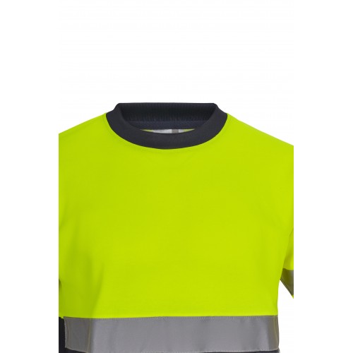 305613.CAMISETA ALGODÓN BICOLOR MC AV AZUL NAVY/AMARILLO FLÚOR S