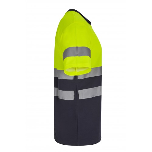 305613.CAMISETA ALGODÓN BICOLOR MC AV AZUL NAVY/AMARILLO FLÚOR S